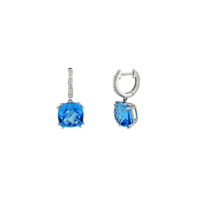 18K White Gold Blue Topaz and Diamond Earring - 20693916 - H&H Jewellery Pty Ltd