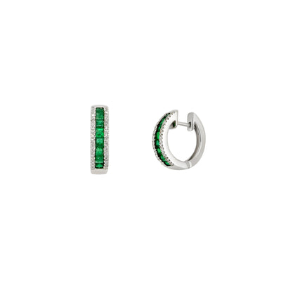 18K White Gold Emerald and Diamond Earring - 20661465 - H&H Jewellery Pty Ltd