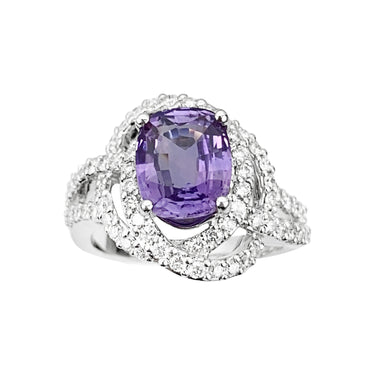 18K White Gold 7.19ct Purple Sapphire and Diamond Ring | Sapphire and Diamond Engagement Rings | Sapphire Wedding Rings Melbourne | H&H Jewellery