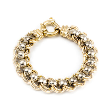 9K Yellow & White Gold Australian Handmade Solid Bracelet - 20704544 - H&H Jewellery Pty Ltd