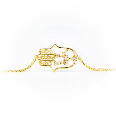 18K Yellow Gold Tdw. 0.17ct Diamond Hamsa Bracelet | Diamond Tennis Bracelet Melbourne | Diamond Tennis Bracelet Australia | H&H Jewellery