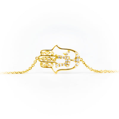 18K Yellow Gold Tdw. 0.17ct Diamond Hamsa Bracelet | Diamond Tennis Bracelet Melbourne | Diamond Tennis Bracelet Australia | H&H Jewellery