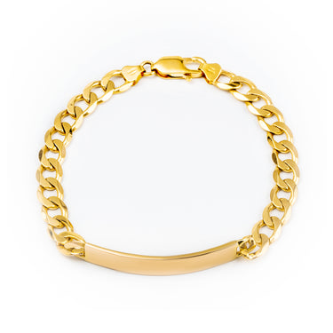 9K Yellow Gold Curb Diamond Cut I.D Bracelet - 20691790 - H&H Jewellery Pty Ltd