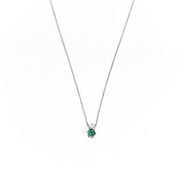 18K White Gold 0.30ct Emerald and Diamond Necklace | Emerald Engagement Rings Melbourne | Emerald Engagement Rings Australia | H&H Jewellery