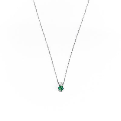 18K White Gold 0.30ct Emerald and Diamond Necklace - 20694289 - H&H Jewellery Pty Ltd