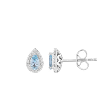 Buy Aquamarine and Diamond Stud Earrings Melbourne | Aquamarine Jewellery Australia | H&H Jewellery