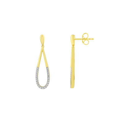9K Yellow Gold Tdw. 0.15ct Diamond Drop Earrings - H&H Jewellery Pty Ltd