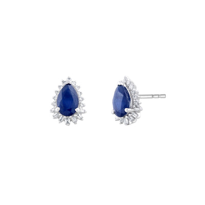 9K White Gold Sapphire and Diamond Earrings - 20713850 - H&H Jewellery Pty Ltd