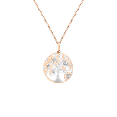 9K Rose Gold Tdw. 0.05ct Diamond Tree Pendant - 20710989 - H&H Jewellery Pty Ltd