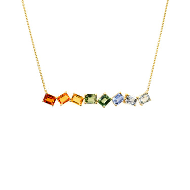 18K Yellow Gold Multicolour Stone Necklace - 20724405 - H&H Jewellery Pty Ltd