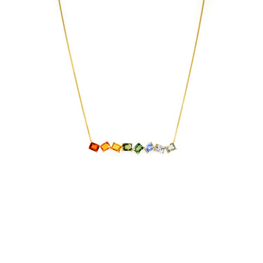 18K Yellow Gold Multicolour Stone Necklace - 20724405 - H&H Jewellery Pty Ltd