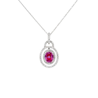 18K White Gold 1.15ct Pink Sapphire And Diamond Pendant | Sapphire Necklaces & Pendants Melbourne | Sapphire Necklaces & Pendants Australia | H&H Jewellery