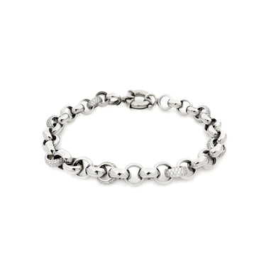 9K White Gold Solid CZ Belcher Bracelet | Gold Bracelet Melbourne | Gold Bracelet Australia | H&H Jewellery