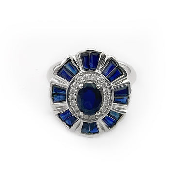 9K White Gold Sapphire and Diamond Ring - 20708634 - H&H Jewellery Pty Ltd
