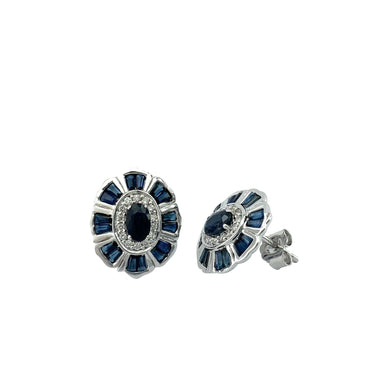 9K White Gold Sapphire and Diamond Earrings - 20708627 - H&H Jewellery Pty Ltd