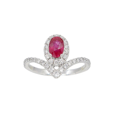 18K White Gold 0.76ct Ruby and Diamond Ring -20736002