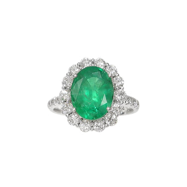 18K White Gold 3.43ct Emerald and Diamond Ring | Emerald Engagement Rings Melbourne | Emerald Engagement Rings Australia | H&H Jewellery