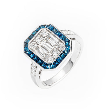 18K White Gold 1.09ct Sapphire and Diamond Ring | Sapphire Engagement Rings | Sapphire Jewellery Melbourne | Sapphire Jewellery Australia | Sapphire Wedding Rings | H&H Jewellery