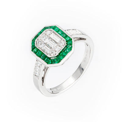 18K White Gold 0.56ct Emerald & Diamond Ring - 20683160 - H&H Jewellery Pty Ltd