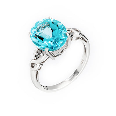 9K White Gold 5.00ct Blue Topaz and Diamond Ring - 20538675 - H&H Jewellery Pty Ltd