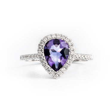 18K White Gold 1.30CT Amethyst and Diamond Engagement Ring | Amethyst Engagement Rings Melbourne | Engagement Rings Melbourne | Wedding Rings Melbourne | H&H Jewellery