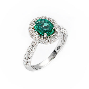 18K White Gold 1.20ct Emerald and Tdw. 0.88ct Diamond Engagement Ring | Emerald Engagement Rings Melbourne | Engagement Rings Melbourne | Wedding Rings Melbourne | H&H Jewellery