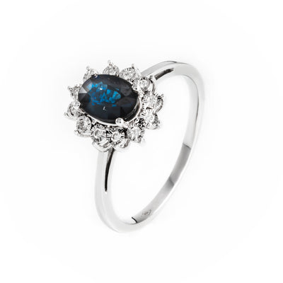 18K White Gold 1.13ct Sapphire and Diamond Engagement Ring | Sapphire and Diamond Engagement Rings | Sapphire Wedding Rings Melbourne | H&H Jewellery