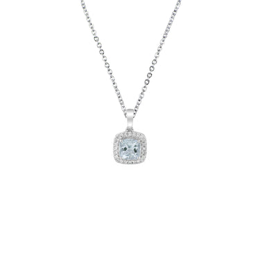 9K White Gold Aquamarine and Diamond Pendant - 20718657 - H&H Jewellery Pty Ltd