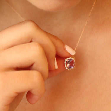 9K Rose Gold Amethyst and Diamond Pendant | Gold & Diamond Necklaces and Pendants Melbourne | Gold & Diamond Necklaces and Pendants Australia | H&H Jewellery