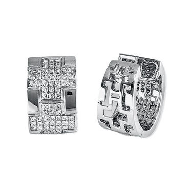 18K White Gold Tdw. 1.55ct Diamond Huggie Earrings - 20719418 - H&H Jewellery Pty Ltd