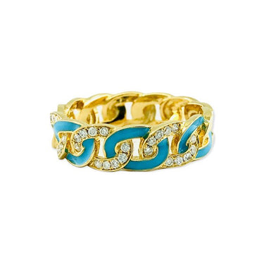 18K Yellow Gold Blue Enamel and Diamond Ring - 20719371 - H&H Jewellery Pty Ltd