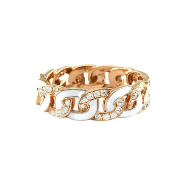 18K Rose Gold White Enamel and Diamond Ring - 20719364 - H&H Jewellery Pty Ltd