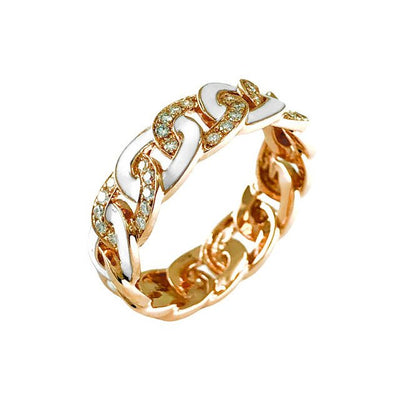 18K Rose Gold White Enamel and Diamond Ring - 20719364 - H&H Jewellery Pty Ltd
