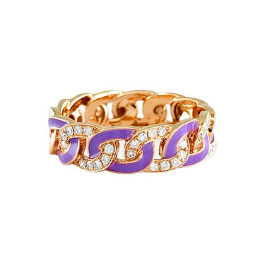 18K Rose Gold Purple Enamel and Diamond Ring - 20719388 - H&H Jewellery Pty Ltd