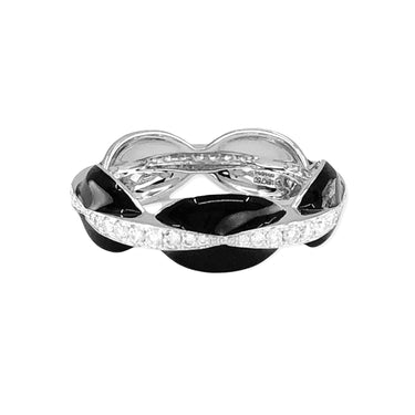 18K White Gold Black Enamel and Diamond Ring - 20719326 - H&H Jewellery Pty Ltd