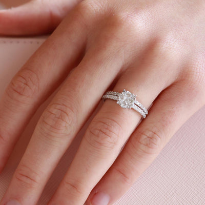 9K White Gold Tdw. 0.73ct Diamond Engagement & Wedding Ring Set | Morganite Engagement Rings Melbourne | Engagement Rings Melbourne | Wedding Rings Melbourne | H&H Jewellery