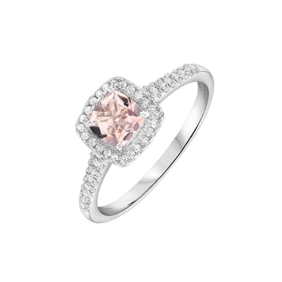  9K White Gold Morganite and Diamond Engagement Ring| Morganite Engagement Rings Melbourne | Engagement Rings Melbourne | Wedding Rings Melbourne | H&H Jewellery