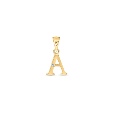 9K Gold Single Diamond 'A' Initial Pendant - DSNP-A - H&H Jewellery Pty Ltd