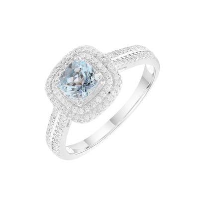9K White Gold Tdw. 0.33ct Diamond and Aquamarine Engagement Ring | Aquamarine Engagement Rings Melbourne | Engagement Rings Melbourne | Wedding Rings Melbourne | H&H Jewellery