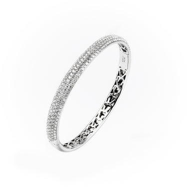 18K White Gold 3.35CT Pave Diamond Bangle | Gold and Diamond Tennis Bracelet Melbourne | Gold and Diamond Tennis Bracelet Australia | H&H Jewellery