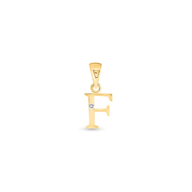 9K Gold Single Diamond 'F' Initial Pendant - DSNP-F - H&H Jewellery Pty Ltd