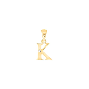 9K Gold Single Diamond 'K' Initial Pendant - DSNP-K - H&H Jewellery Pty Ltd
