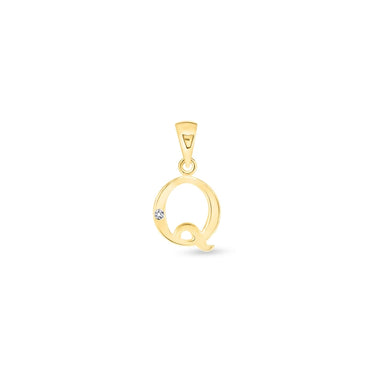 9K Gold Single Diamond 'Q' Initial Pendant - DSNP-Q - H&H Jewellery Pty Ltd