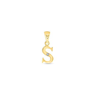 9K Gold Single Diamond 'S' Initial Pendant - DSNP-S - H&H Jewellery Pty Ltd