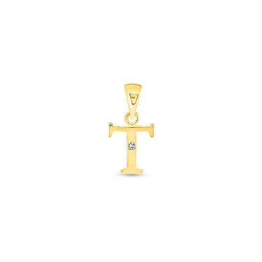 9K Gold Single Diamond 'T' Initial Pendant - DSNP-T - H&H Jewellery Pty Ltd