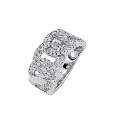 18K White Gold Tdw. 0.75ct Diamond Curb Link Dress Ring - 20719319 - H&H Jewellery Pty Ltd
