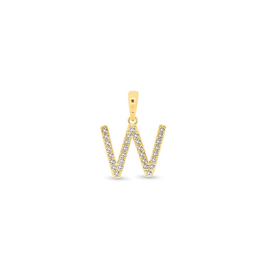 9K Gold Diamond 'W' Initial Pendant - DSSP-W - H&H Jewellery Pty Ltd