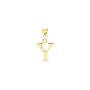 9K Gold Single Diamond 'Y' Initial Pendant - DSNP-Y - H&H Jewellery Pty Ltd