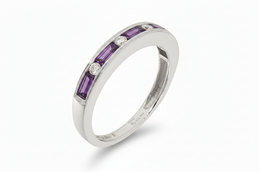 18K Yellow Gold 0.53ct Amethyst and Diamond Ring