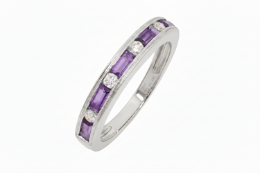 18K White Gold 0.53ct Amethyst and Diamond Ring